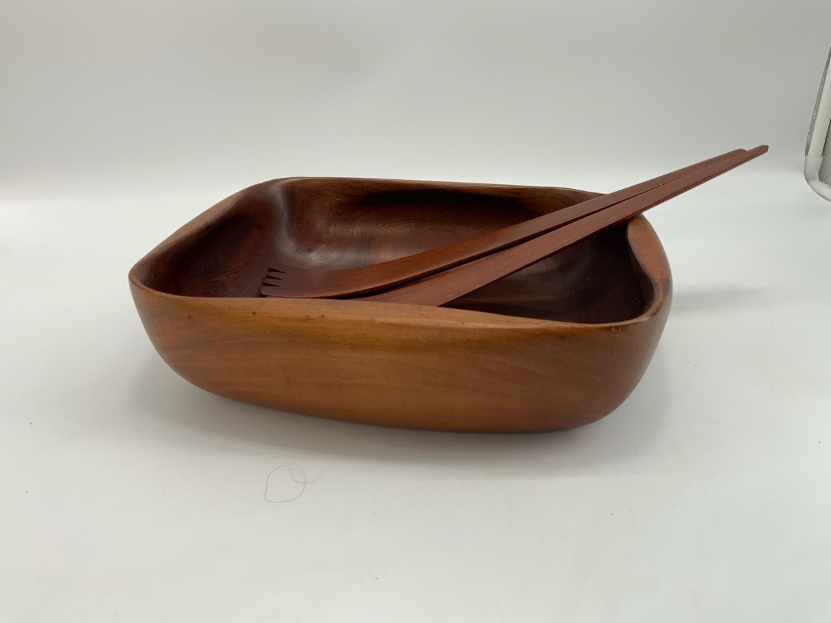 Schalen: Vintage Holzschale mit Salatbesteck – Gebraucht aus Erlach von silvia3235 5
