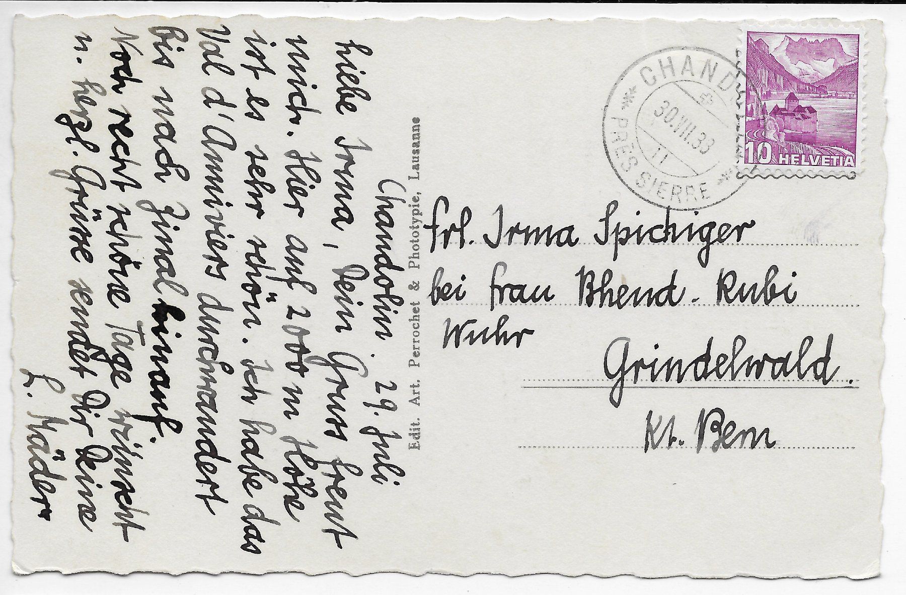 Ansichtskarten: Ansicht von Chandolin – Gebraucht aus Hefenhofen von Richsalz 1