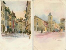 Genf GE St. Gervais, Gornavin, Tram Litho ca. 1900
