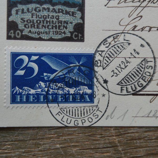 Alle Briefmarken: 1924 CH - FLUGTAG - KARTE Solothurn / Grenchen – Gebraucht aus Egliswil von Trens01 3