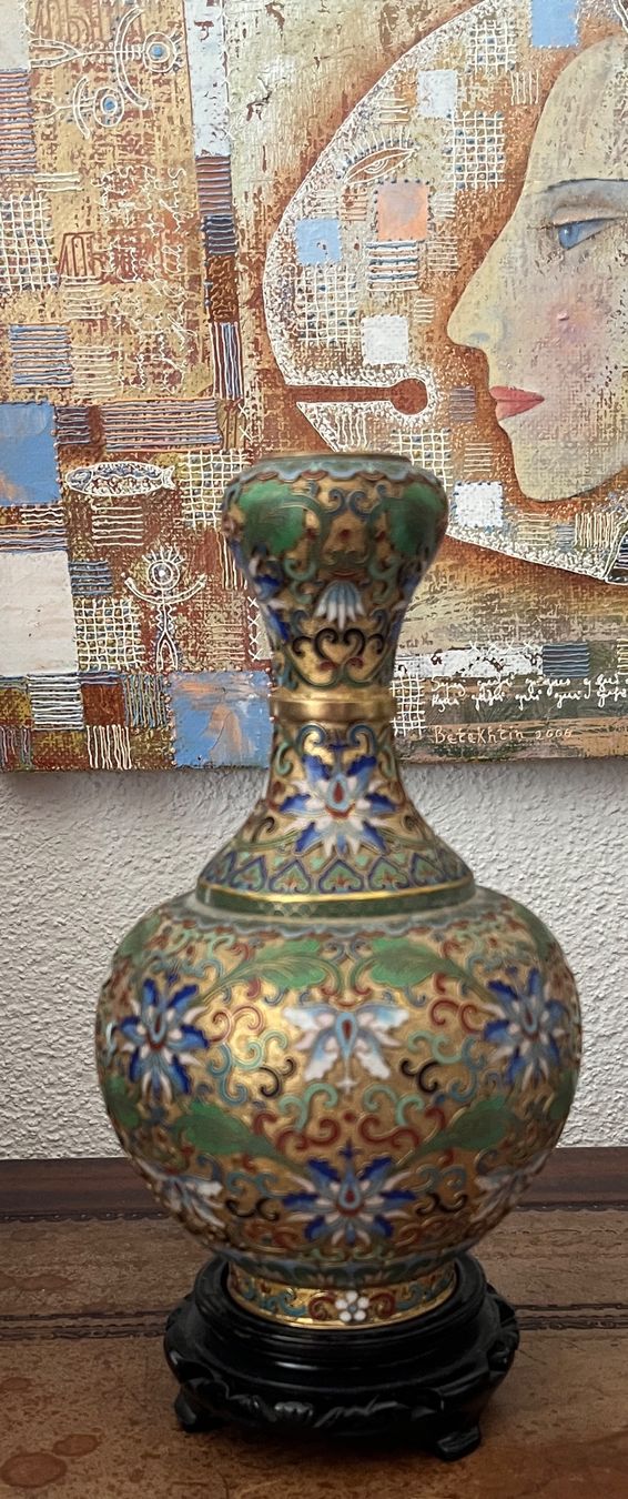 Vasen & Gefässe: Cloisonné  Vase mit Sockel - floral – Gebraucht aus Stetten AG von Brissago25