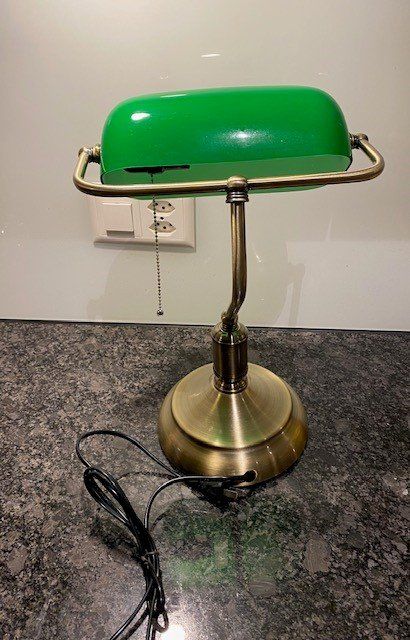Qazqa Retro Nachttischlampe Notar-Banker Aus Messing Mit Grünem Glas – Dimmbare Tischleuchte Für Schreibtisch, Wohnzimmer & Schlafzimmer