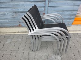 4 stapelbare Stühle leichte Alu Garten Terrassen Stuhl