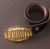 Cintura Dsquared2 in pelle marrone, fibbia oro