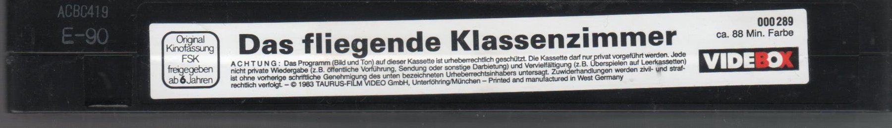 Alle VHS: Das fliegende Klassenzimmer (BRD 1973) Taurus Video VHS – Gebraucht aus Remetschwil von Hofiii 3