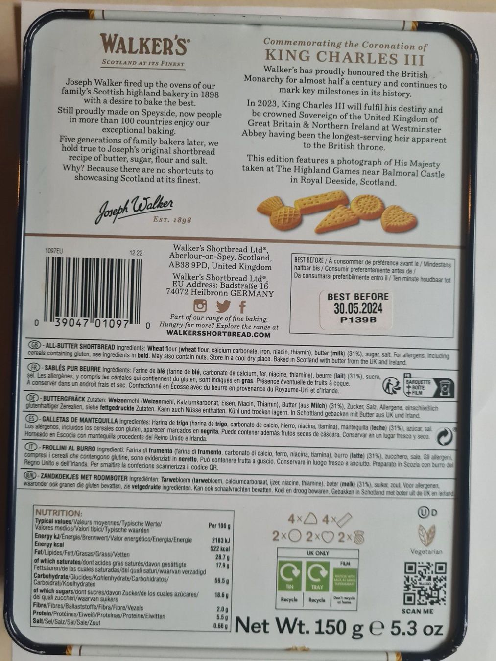 Contenitori & Simili: Walker's Shortbread King Charles III Krönungsdose – Usato da Zürich venduto da ste_sk6k 1