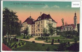 St. Gallen - Bürgerheim und Linsenbühlkirche - Litho