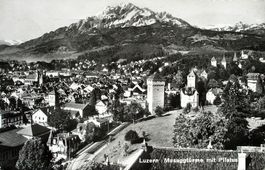 LUZERN Museggtürme mit Pilatus, Nr. 210, Stempel Musik-Fest