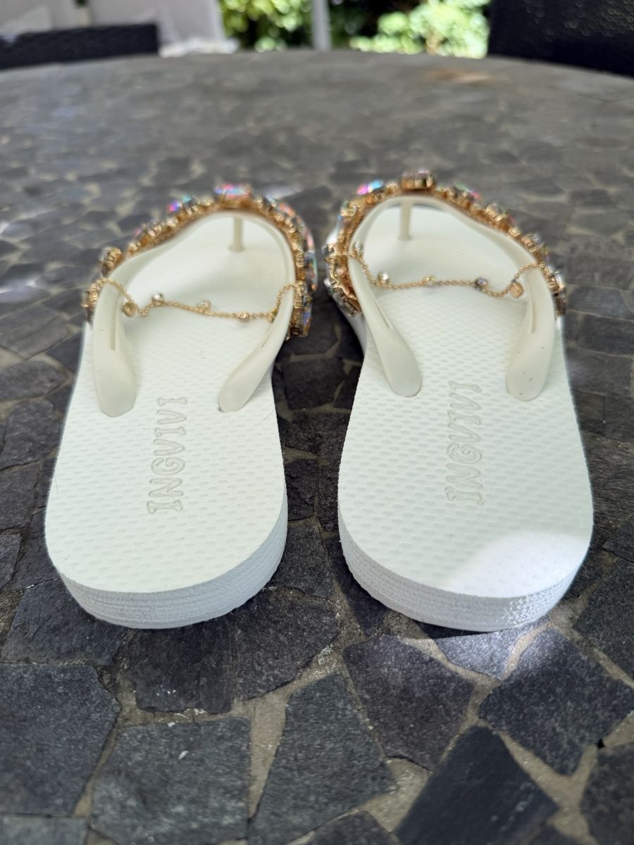 Scarpe da donna: Flip-Flops weiss Glitzer-Steine Grösse 36 – Usato da Zürich venduto da Fuxion 2