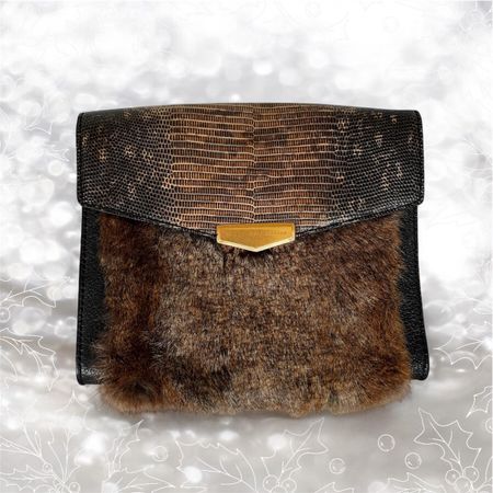 Designer Leather and Fur Clutch Bag Marc Jacobs New York