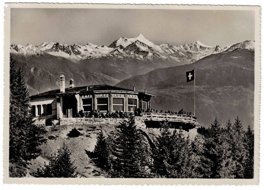 Cartoline postali: Crans, Plans Mayens, Restaurant Mont-Blanc, vers 1940 – Usato da Frauenfeld venduto da POML
