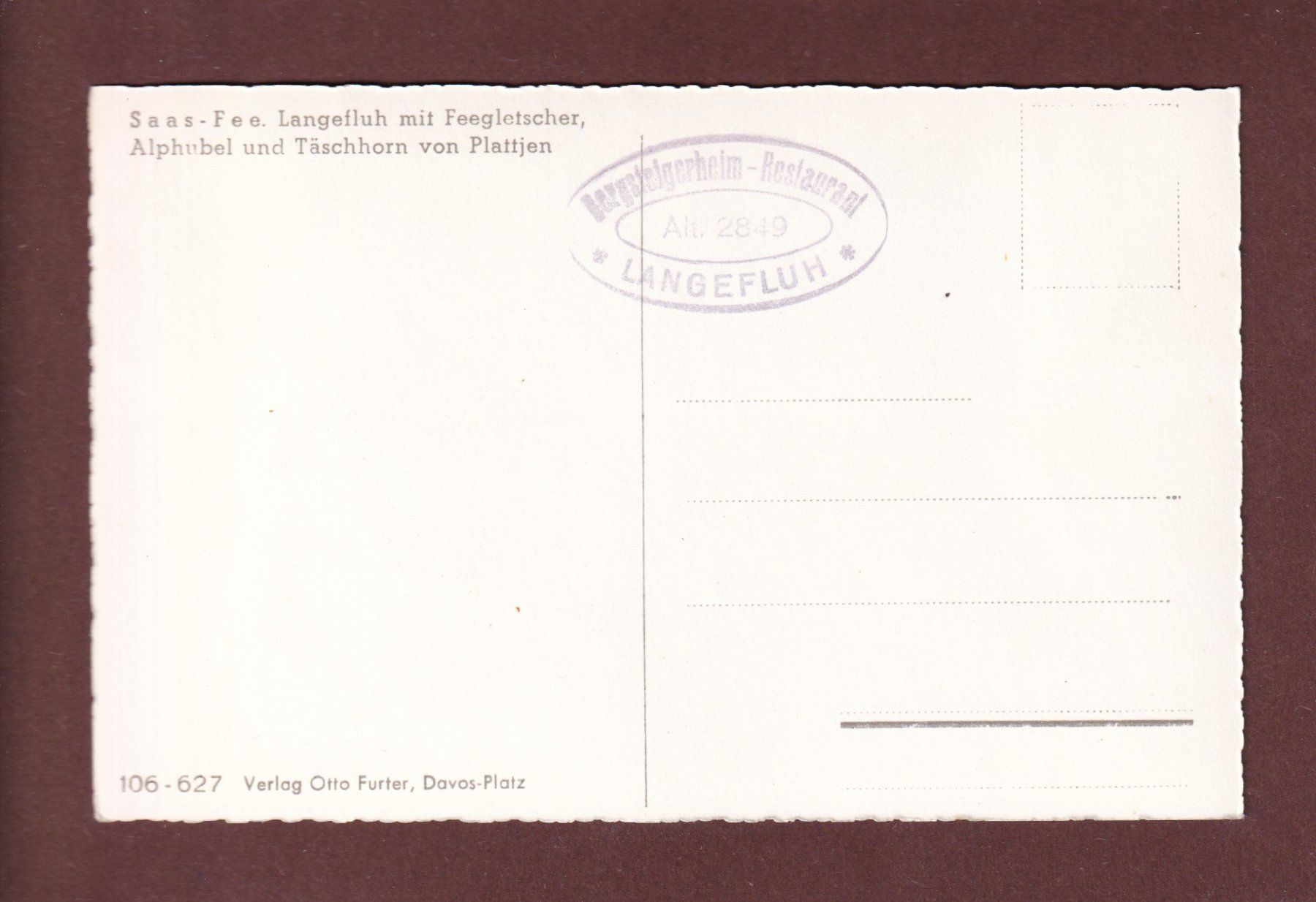 Cartoline postali: Saas-Fee - ALPHUBEL - Täschhorn – Usato da Pully venduto da nicecards-shop 1