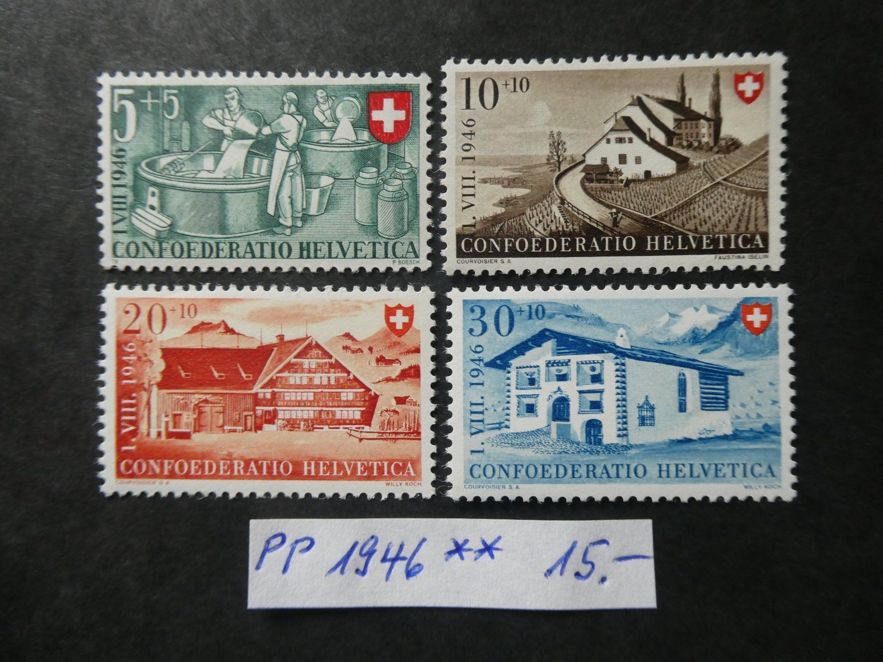 Alle Briefmarken: Pro Patria 1946 postfrisch – Gebraucht aus Lausen von Herbamare01