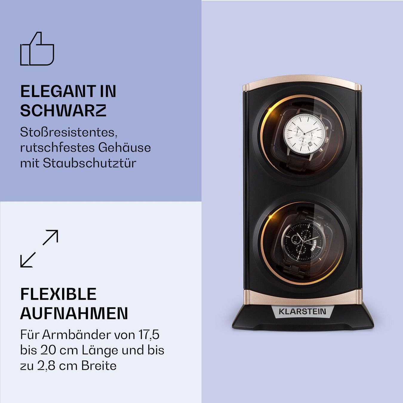 Cofanetto carica e porta orologi: Luxus: Uhrenbeweger 2 Uhren Orange Klarstein – Nuovo e nell'imballaggio originale da Fislisbach venduto da IboTrade 5