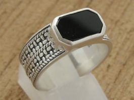 Vintage Ring Silber 925 + CN Onyx  Gr. 58
