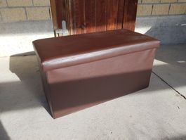 Sitz Truhe Kunstleder braun Box Hocker 80 x 40