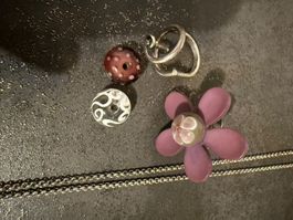 Lot de 6 bijoux en argent avec perles en verre incassable