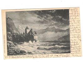 Chillon Schloss Poststempel 1905 Montreux