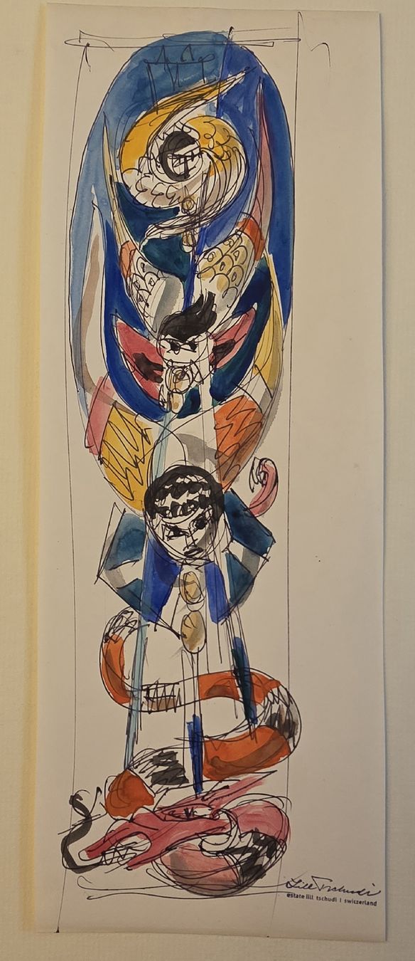 Dipinti: Lill Tschudi  Original Aquarell 33x13cm "Michael" – Usato da Emmenbrücke venduto da Kunstankaufverkauf 7