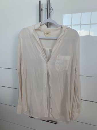 Sézane Paris 100% SEIDE Bluse / Hemd Gr. 38 (M) Ecru / Weiss