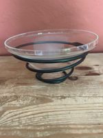 Dekorative Glas-Fruchtschale mit Spiral-Metallfuss, Top!