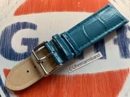 24.50mm Uhrenarmband,  Leder türkis mit Prägung, Uhrenband