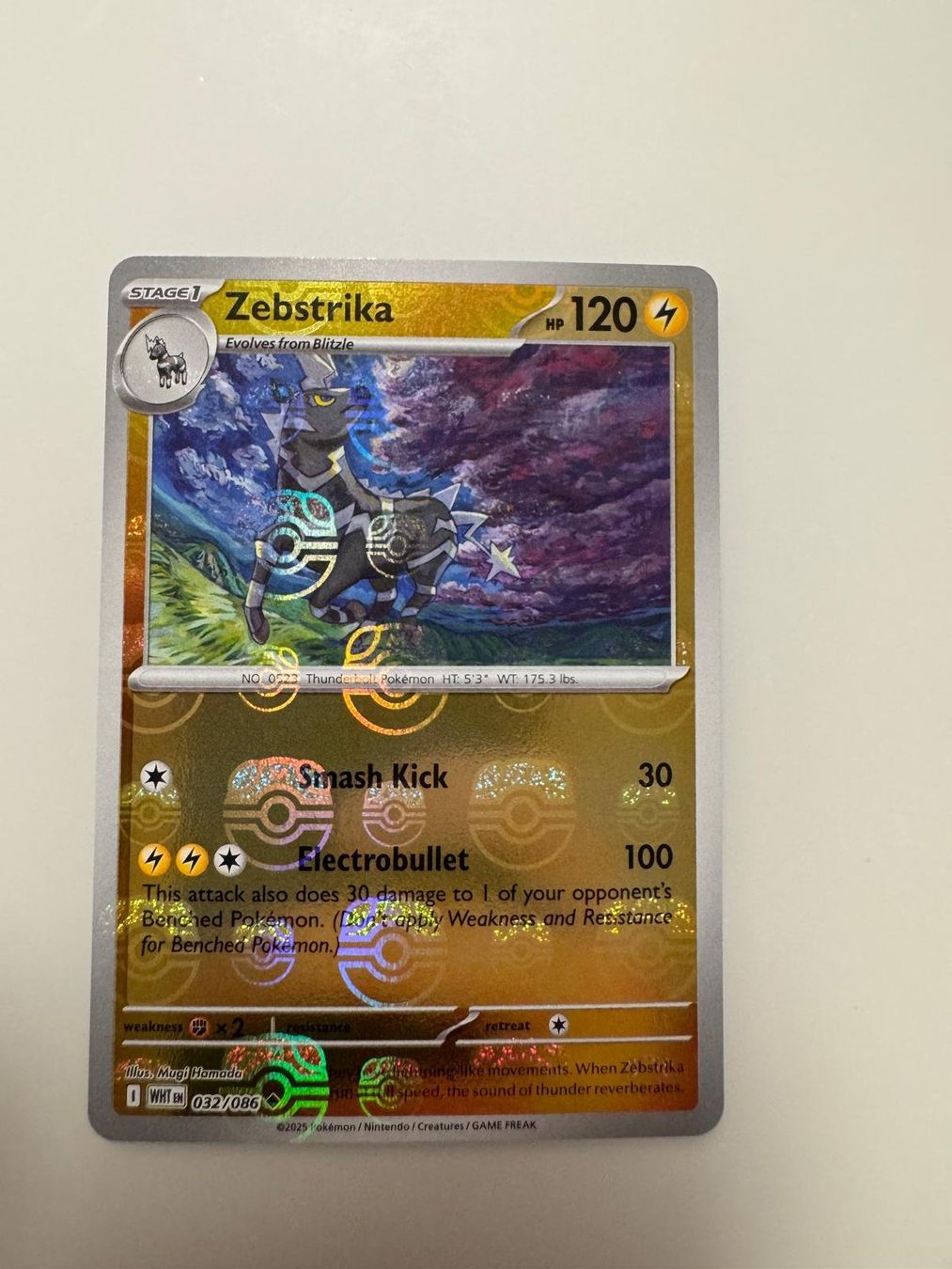 Pokémon Sammelbilder & Trading cards: Zebstrika | Reverse Holo Masterball | WHT 032/086 | EN – Gebraucht aus Spreitenbach von Snacky96 2