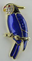 Brosche - PAPAGEI mit Glitzersteinen - Neu - 6x2,7cm
