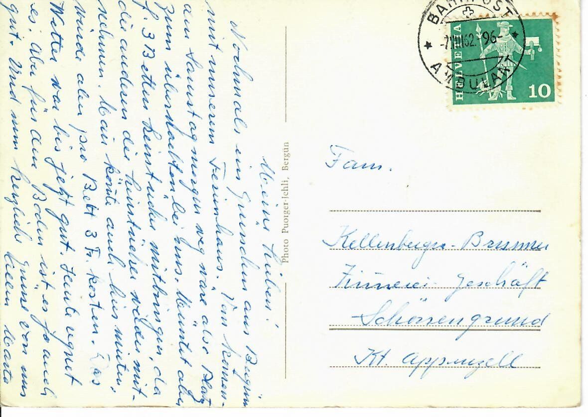 Cartoline postali: Haus Renata Bergün – Usato da Hochdorf venduto da Ziegel-16 1