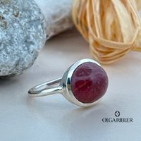 Unikat Ring mit Rosaturmalin – Sterling Silber Grösse 55