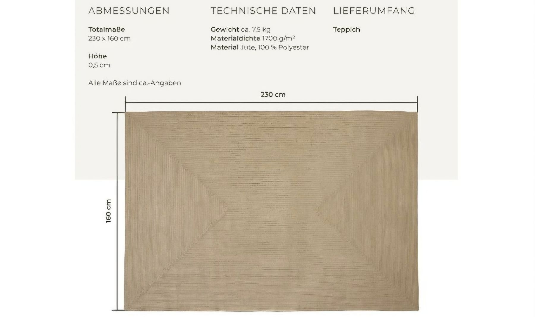 Tapis: Moderner Jute Teppich 160x230cm, inen oder aussen – Neuf (Voir description) à Zofingen par Just_That_Thing 1