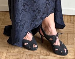 Peeptoe Wildleder Highheels Gr. 41 dunkelblau, neuwertig