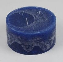 3-Docht Kerze 7.5x15cm Raureif Dunkelblau