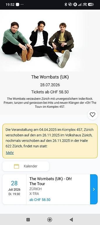 Biglietti: The Wombats Ticket  – Usato da Freidorf TG venduto da ebnram