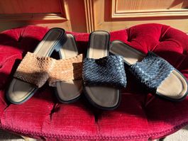 2 Paar Sandalen – Flip-Flops / Geflochtenes Leder / Größe 42