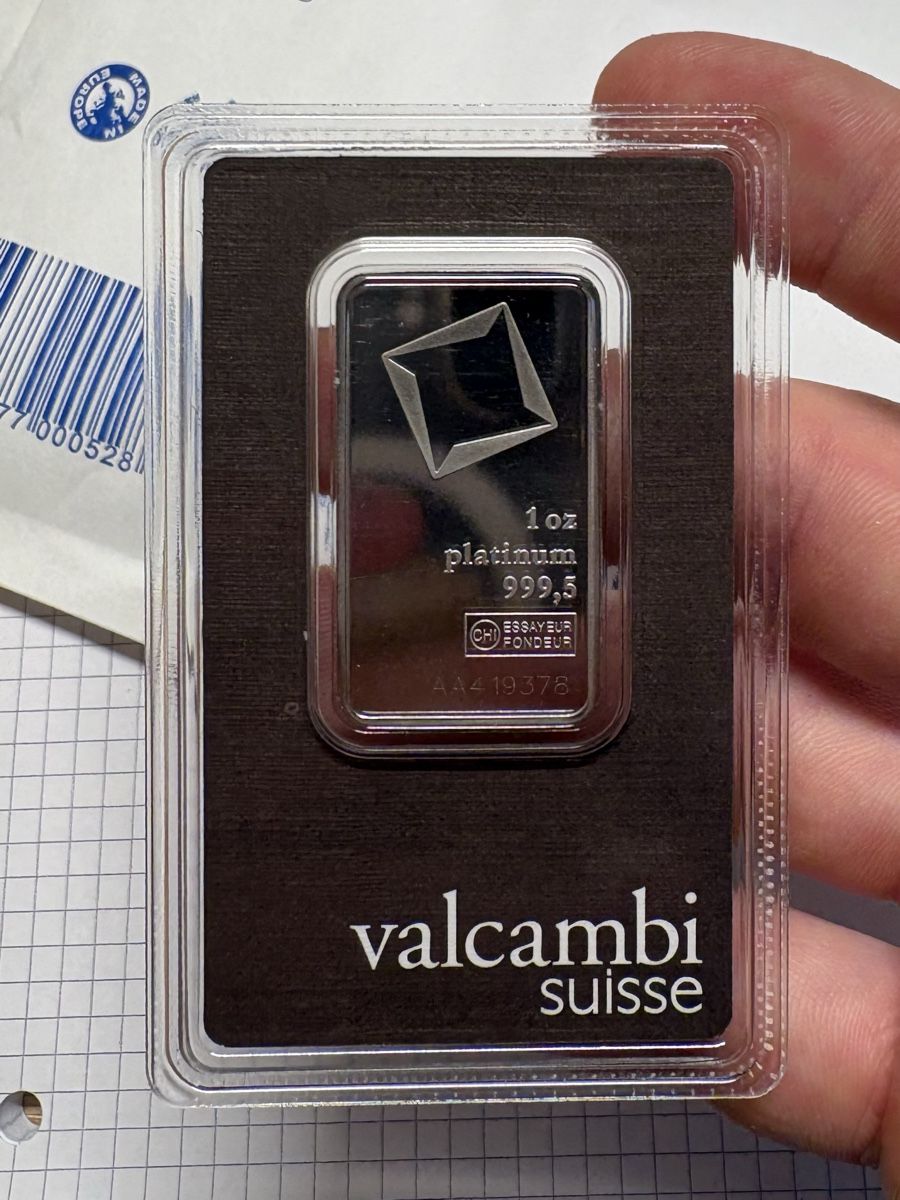 Valcambi Metalli preziosi: 1 oz Platinbarren Valcambi – Nuovo e nell'imballaggio originale da Vilters venduto da Patric04.