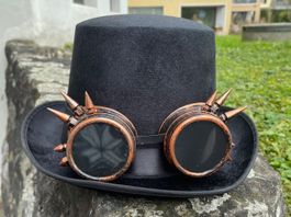 Steampunk Zylinderhut mit Brille Halloween