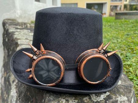 Steampunk Zylinderhut mit Brille Halloween