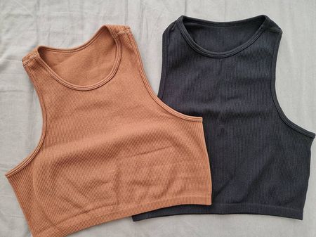 Tank Top - x2 black and brown, S