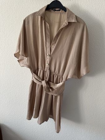 Zara Beige Mini Jumpsuit, Size S, Perfect for Summer Days!