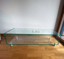 Salontisch, Fernsehtisch aus Glas mit Chromstahlfüsschen