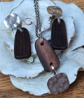 Konplott, Holz-Metall Schmuckset: Halskette & Ohrringe