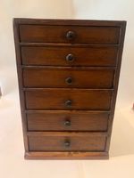 Layette d'horloger vintage, petite commode bois 6 tiroirs