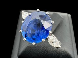 Unbehandelter Saphir 5ct Sri Lanka Ring 18k Gr 55.5 *S1594