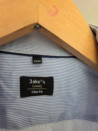Jakes Luxury Hemd Slim Fit gestreift Gr.41/42 hellblau