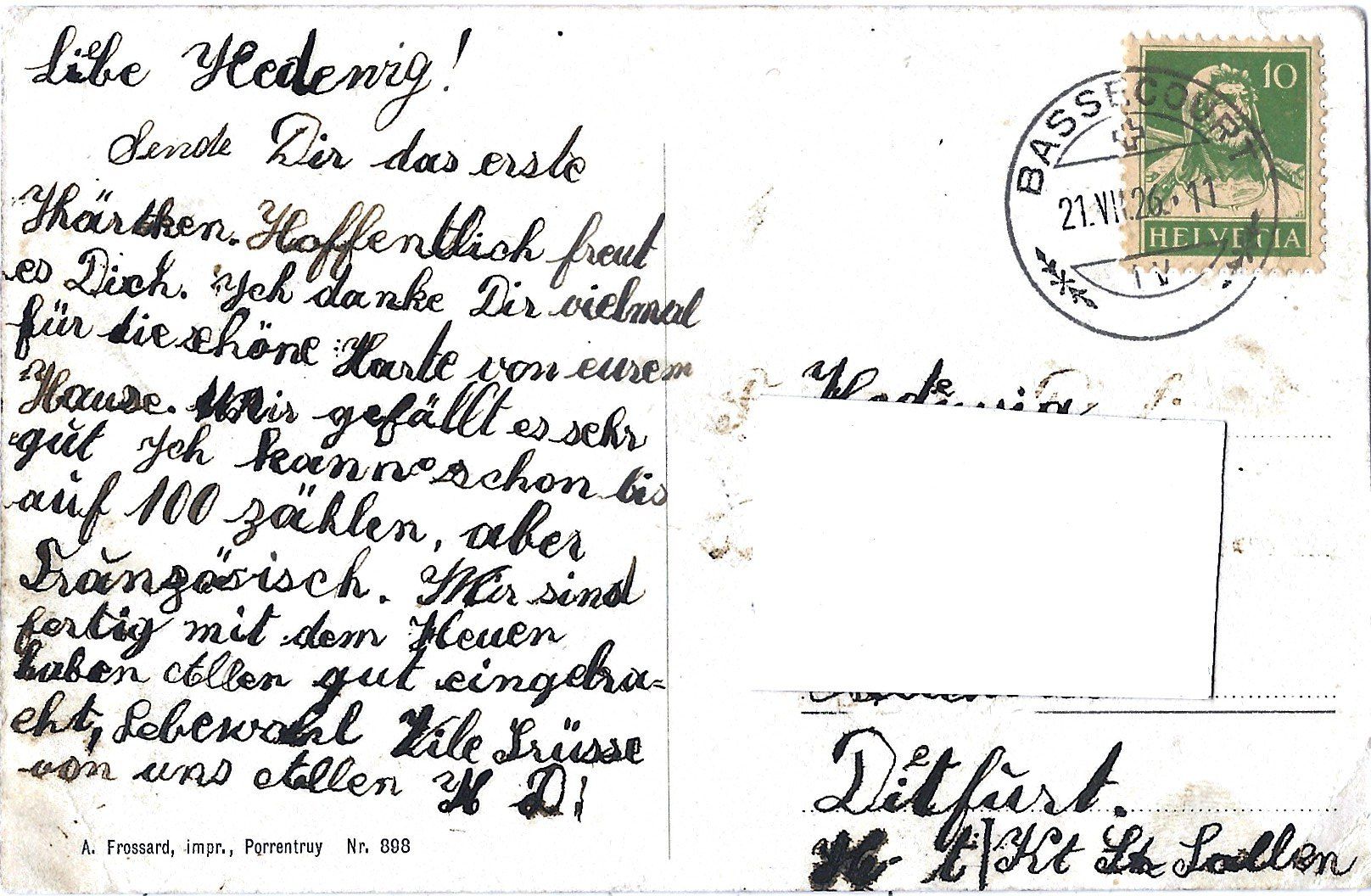 Cartoline postali: Bassecourt  -  Ecole  et  place – Usato da Bütschwil venduto da Jackson1A 1