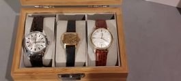 Coffret 3montres vintage Lanco,Zénith, Nileg Superautomatic