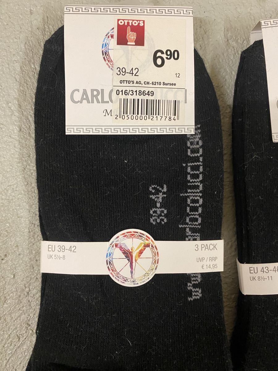 Calze: Socken Multipack 3x3 / 1x3 Carlo Colluci   – Nuovo e nell'imballaggio originale da St. Gallenkappel venduto da Luap. 1