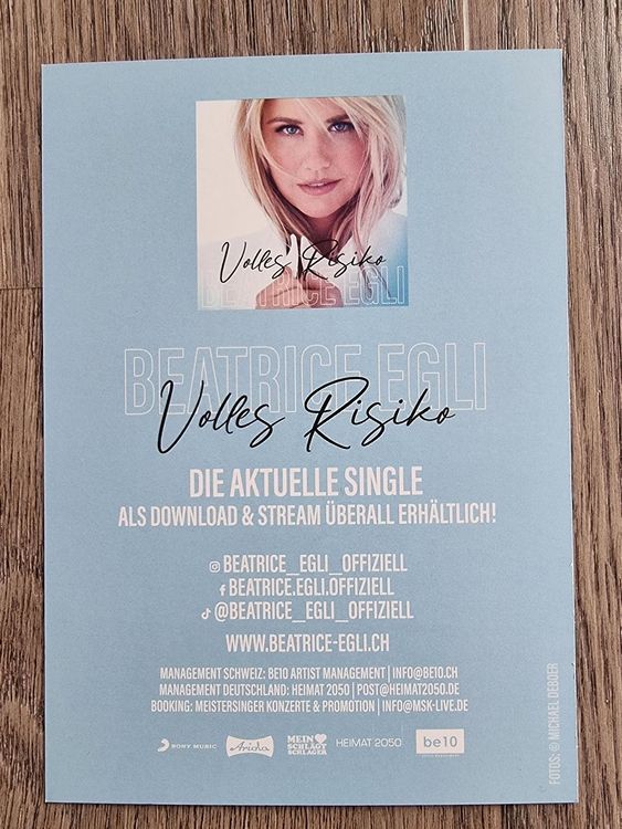 BEATRICE EGLI AUTOGRAMM Kalender Signiert Signed Original Autograph EUR 39,90 - DE