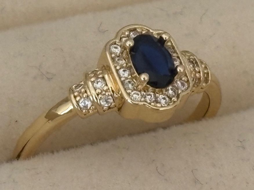 Anelli: Luxus Elegante Gr.19/9 Ring Farbe:  Gold/ blau – Nuovo (secondo la descrizione) da Biel-Bienne venduto da Roserosse13 3